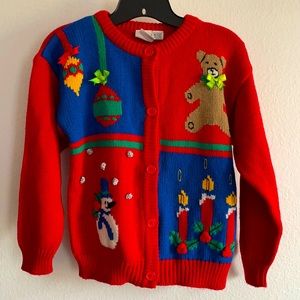 Vintage Red Christmas Sweater for Women or Girls